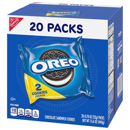 OREO Chocolate Creme Cookies Snack Packs – Blue-Themed Party Favors and Baby Shower Cotillon Treats, 20-Count Box