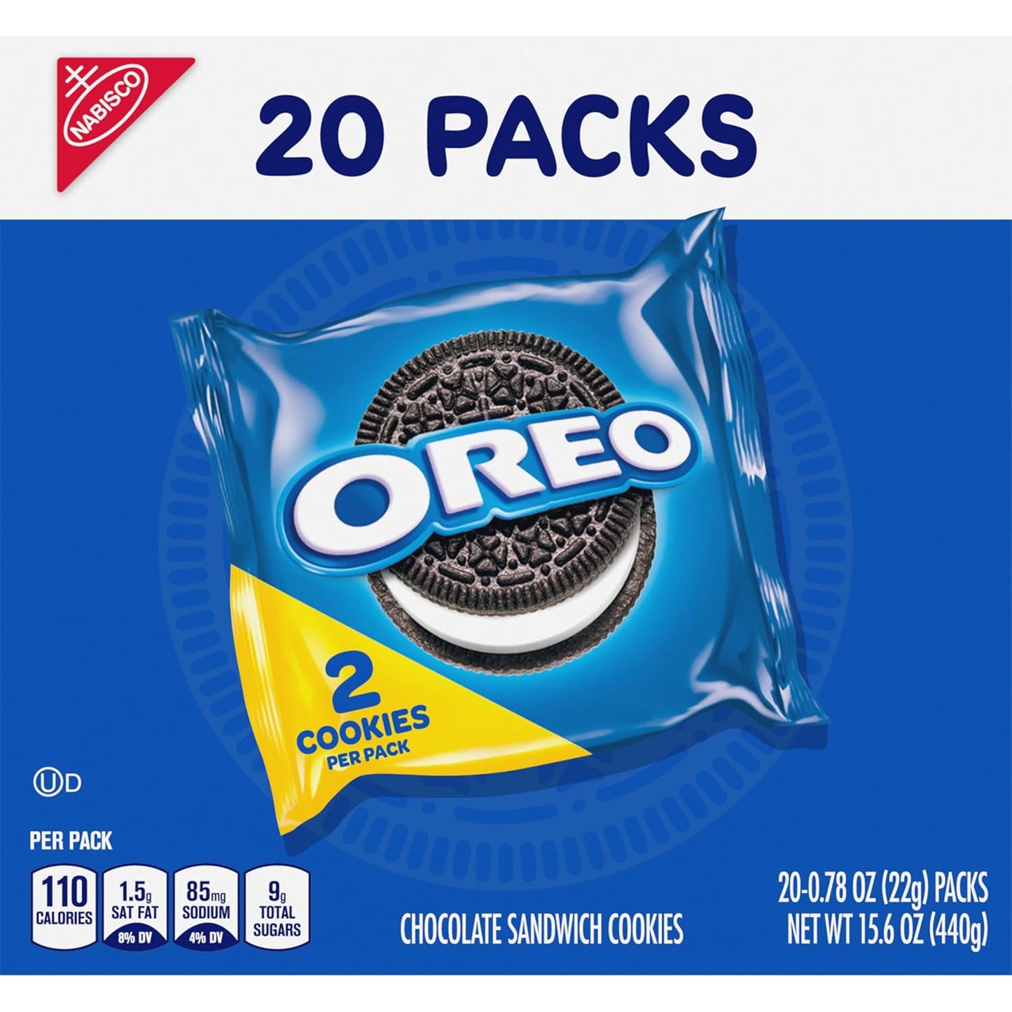 OREO Chocolate Creme Cookies Snack Packs – Blue-Themed Party Favors and Baby Shower Cotillon Treats, 20-Count Box