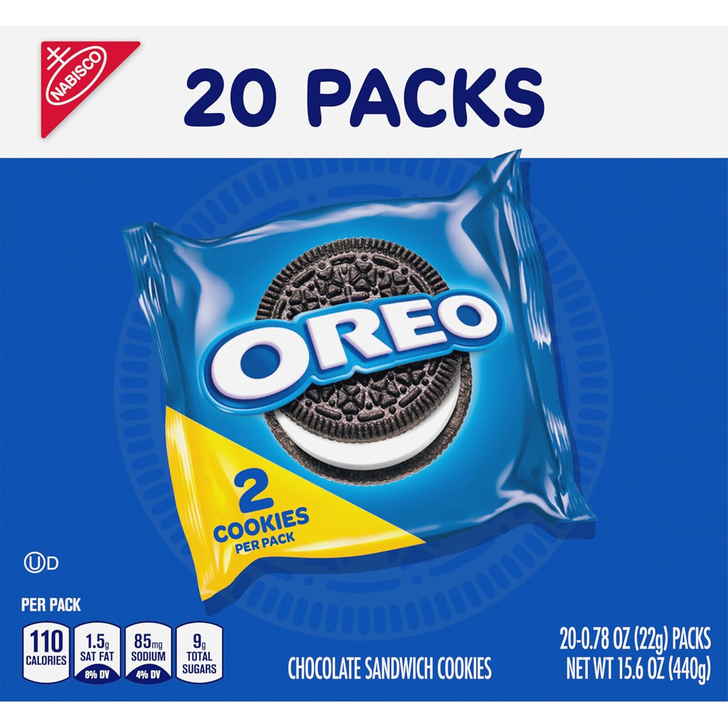 OREO Chocolate Creme Cookies Snack Packs – Blue-Themed Party Favors and Baby Shower Cotillon Treats, 20-Count Box