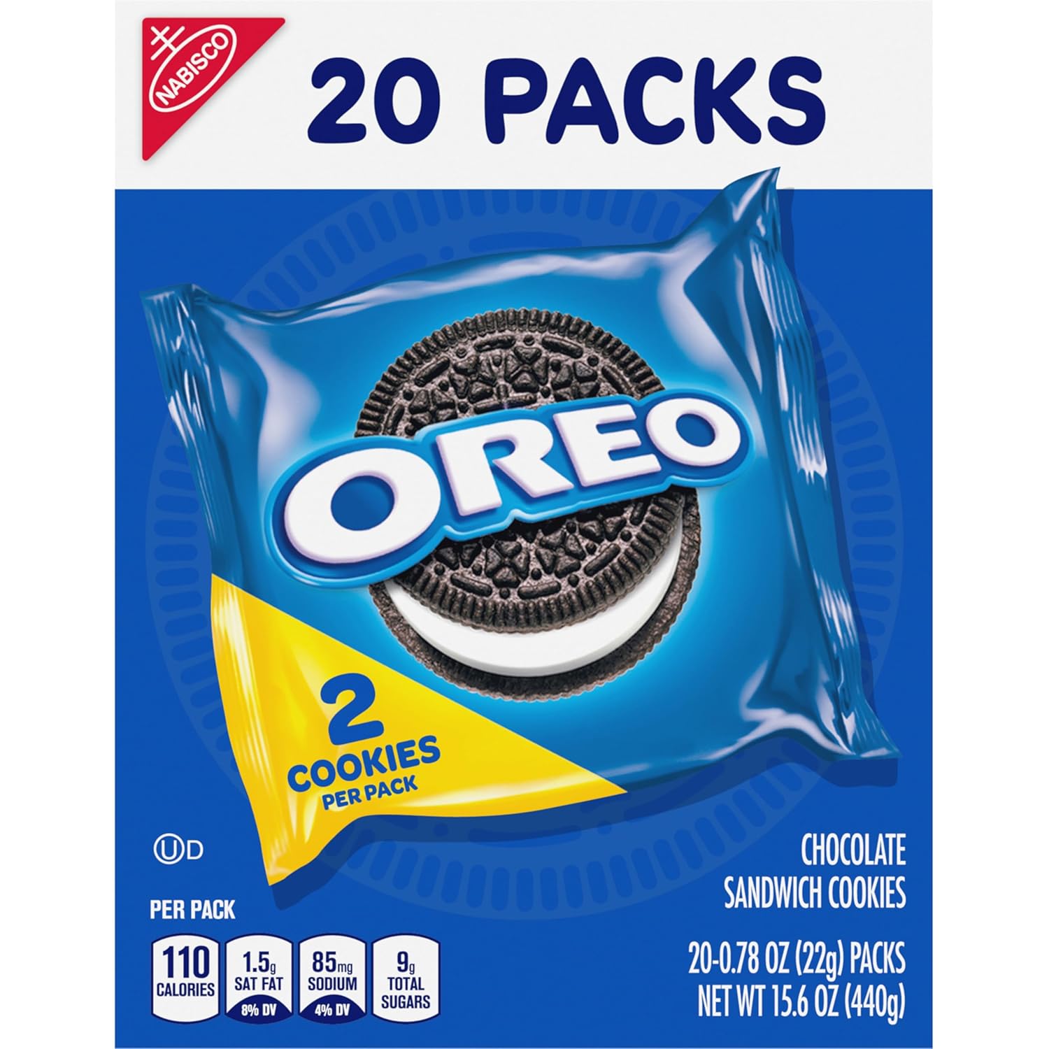 OREO Chocolate Creme Cookies Snack Packs – Blue-Themed Party Favors and Baby Shower Cotillon Treats, 20-Count Box