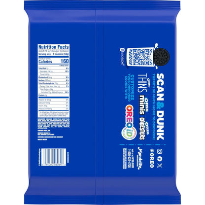 OREO Chocolate Sandwich Cookies, Party Size 24.16 oz – Conference Room Refreshment for Workplace Snacking