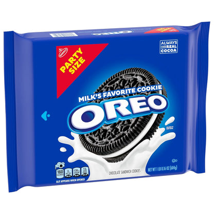 OREO Chocolate Sandwich Cookies, Party Size 24.16 oz – Conference Room Refreshment for Workplace Snacking