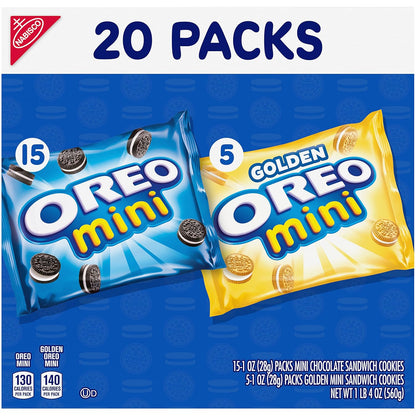 OREO Mini Mix Sandwich Cookies Variety Pack Hostess Gift for Porch Snack Basket, Delivery Driver Treat