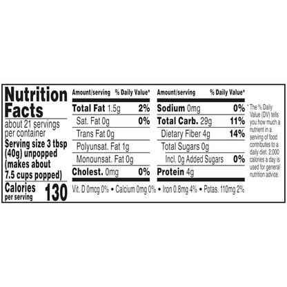 Orville Redenbacher's Gourmet Popcorn Kernels – Guilt-Free Crunch for Health-Conscious Adults & Study Lounges, 30 oz Jar