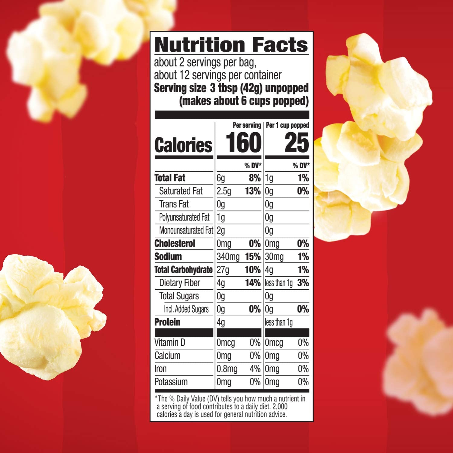 Orville Redenbacher's Light Butter Popcorn 6 Individual Bags – Trans Fat Free Whole Grain Snack Safe for the Family Pantry