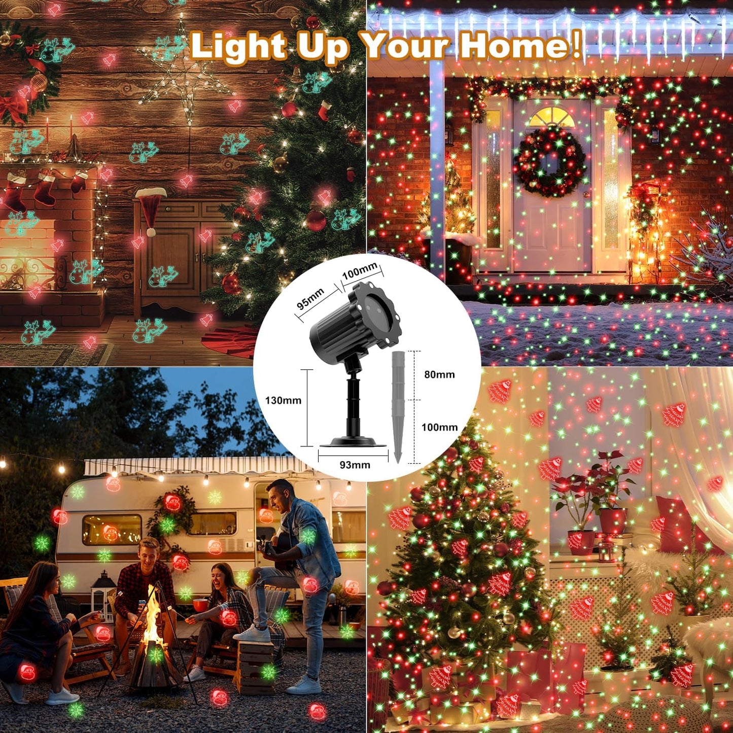 Outdoor Holiday Projector Lights for House Facade and Driveway – IP65 Waterproof Christmas Lighting with Dual Lens and 4000 sq ft Coverage