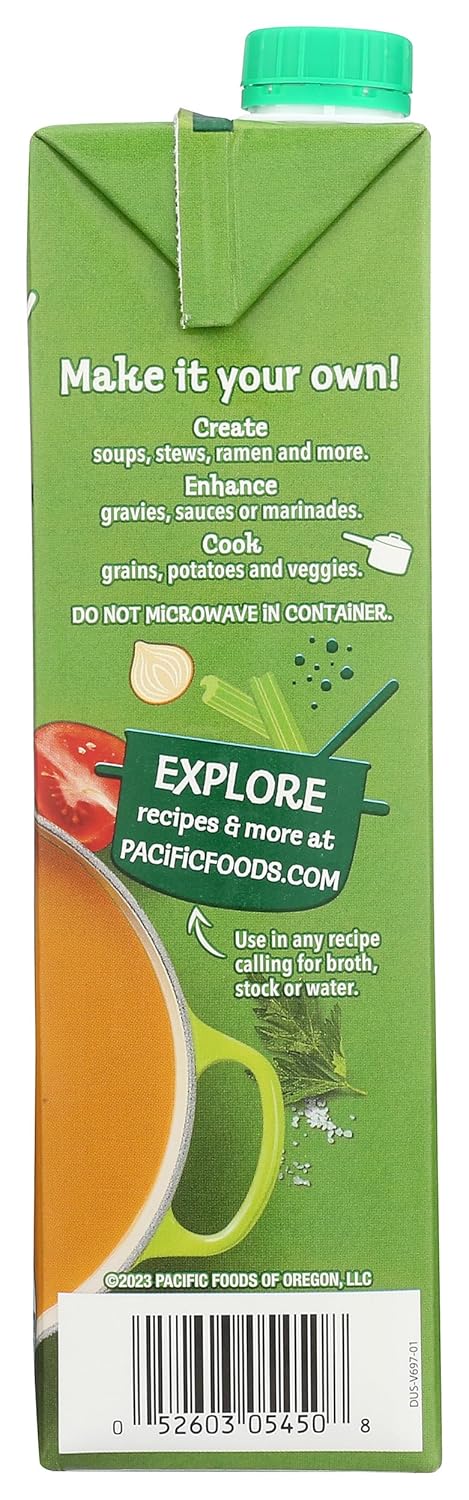 Pacific Foods Organic Low Sodium Vegetable Broth – Gluten-Free Broth for School Lunches and Family Dinners