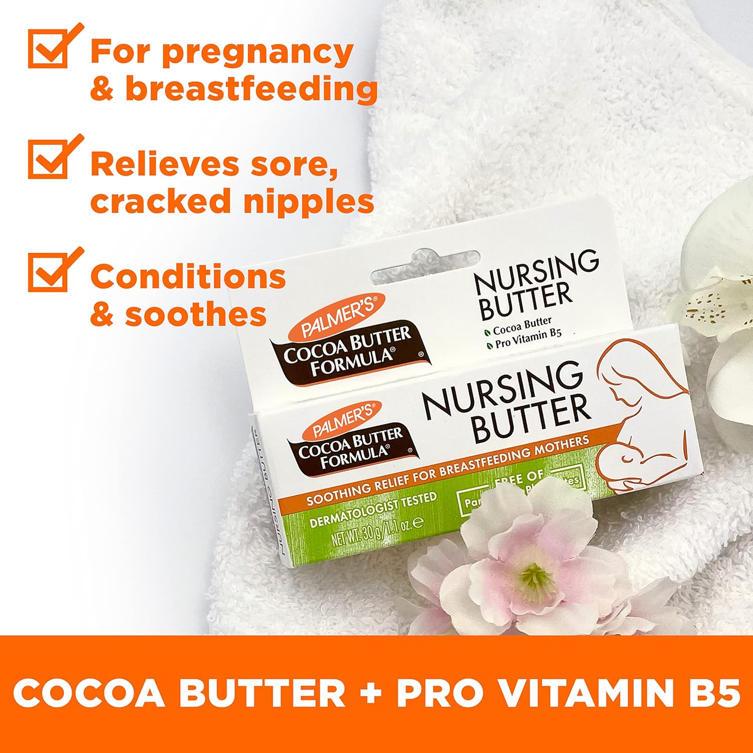 Palmer's Cocoa Butter Formula Mama Recovery Skincare Set – Calming Nightly Moisturizing Ritual for Breastfeeding Moms with Nursing Butter
