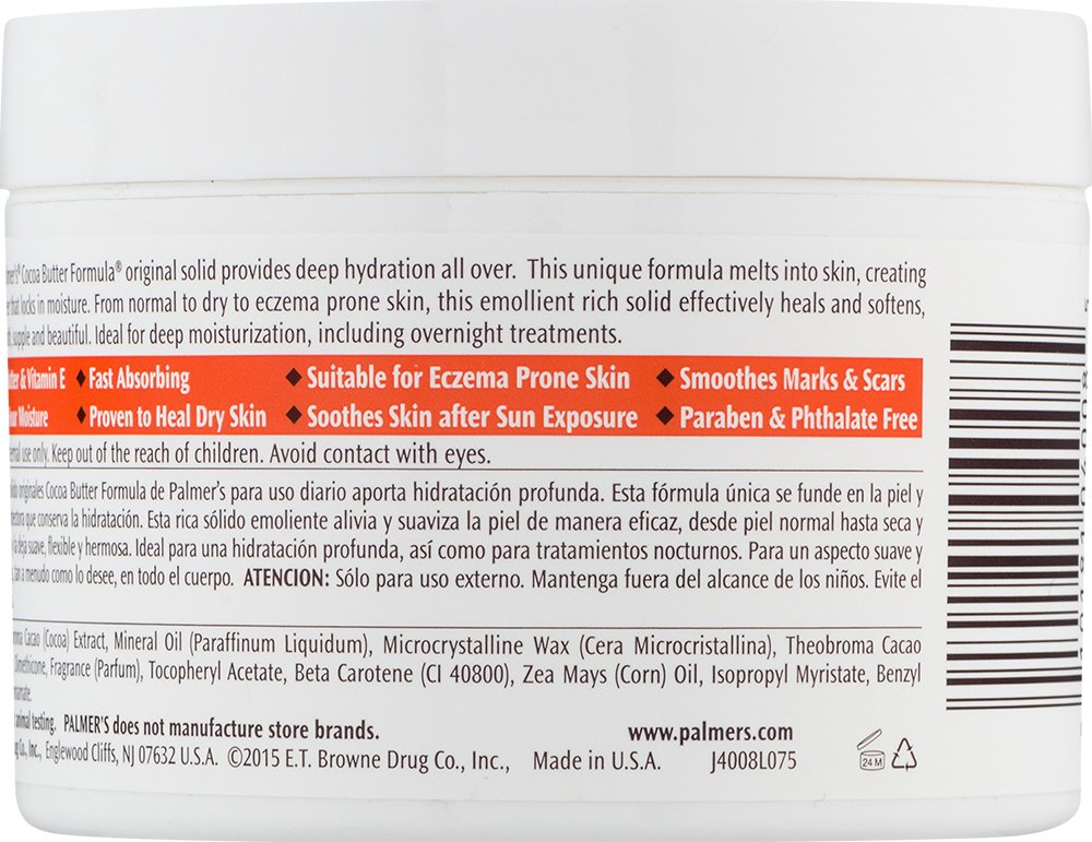 Palmer's Cocoa Butter Solid Therapy Jar – Non-Irritating Beauty Balm Safe for Eyes, Eyelashes, and Blepharitis Care Routines