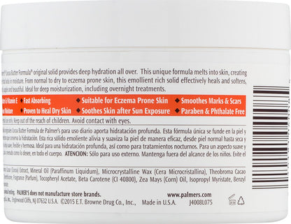 Palmer's Cocoa Butter Solid Therapy Jar – Non-Irritating Beauty Balm Safe for Eyes, Eyelashes, and Blepharitis Care Routines