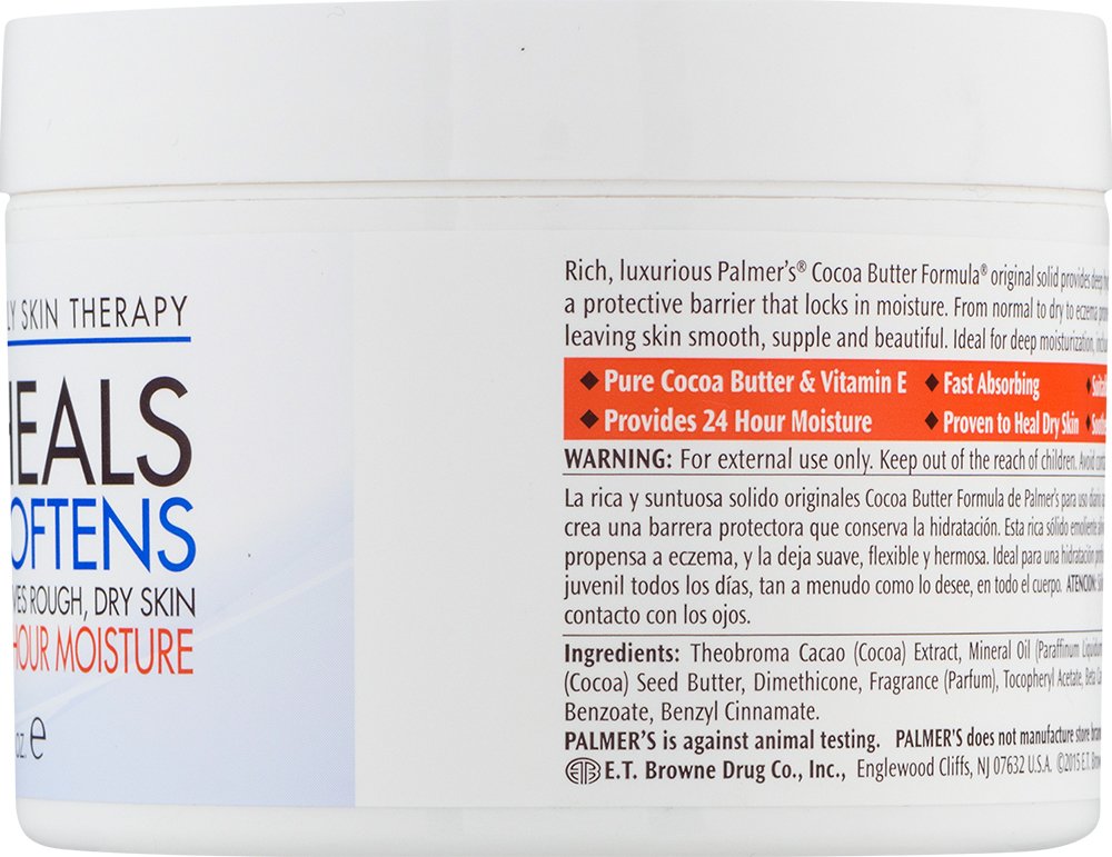 Palmer's Cocoa Butter Solid Therapy Jar – Non-Irritating Beauty Balm Safe for Eyes, Eyelashes, and Blepharitis Care Routines