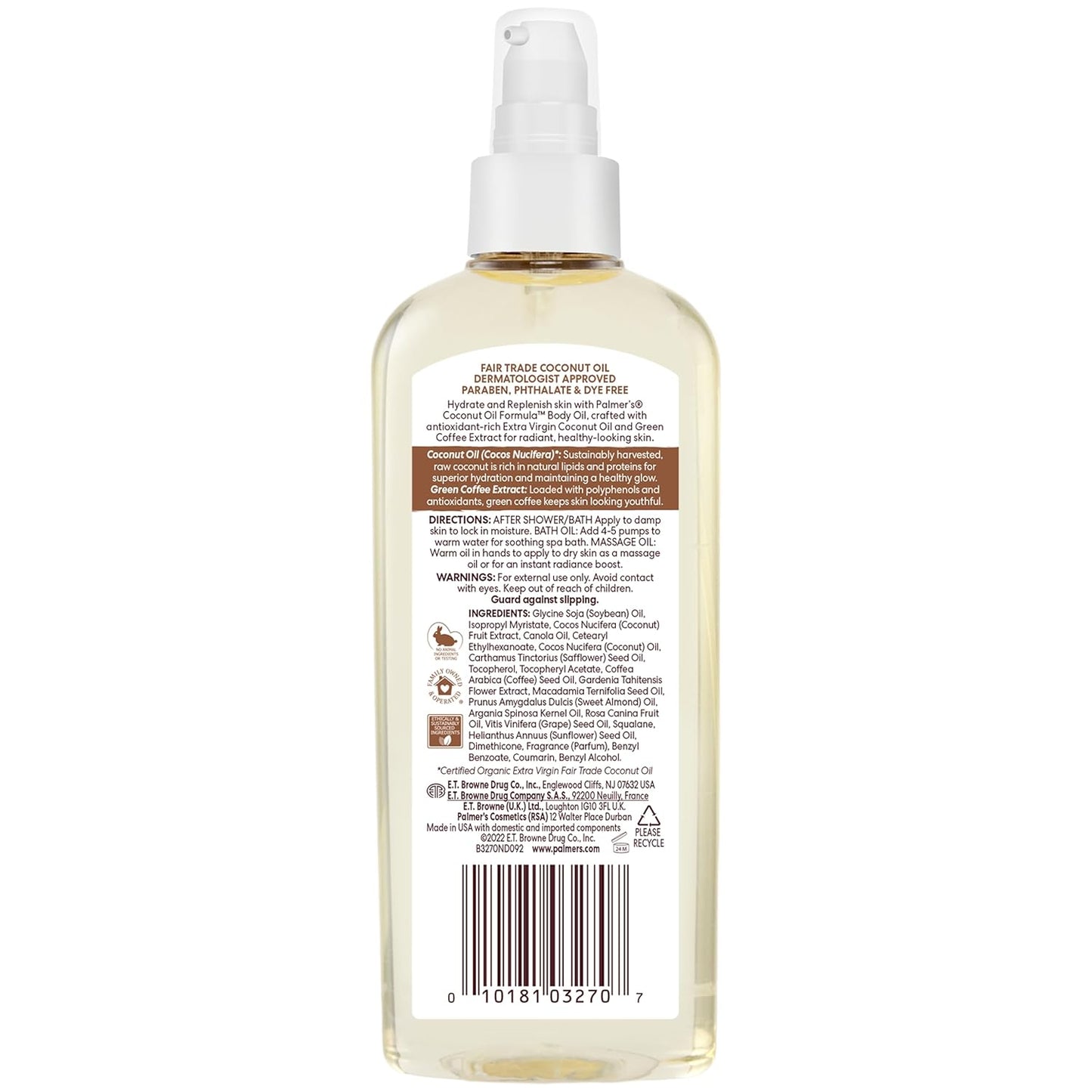 Palmer's Coconut Oil Body Oil Spray – Understated Coconut Skincare for Capsule Bathroom Aesthetic