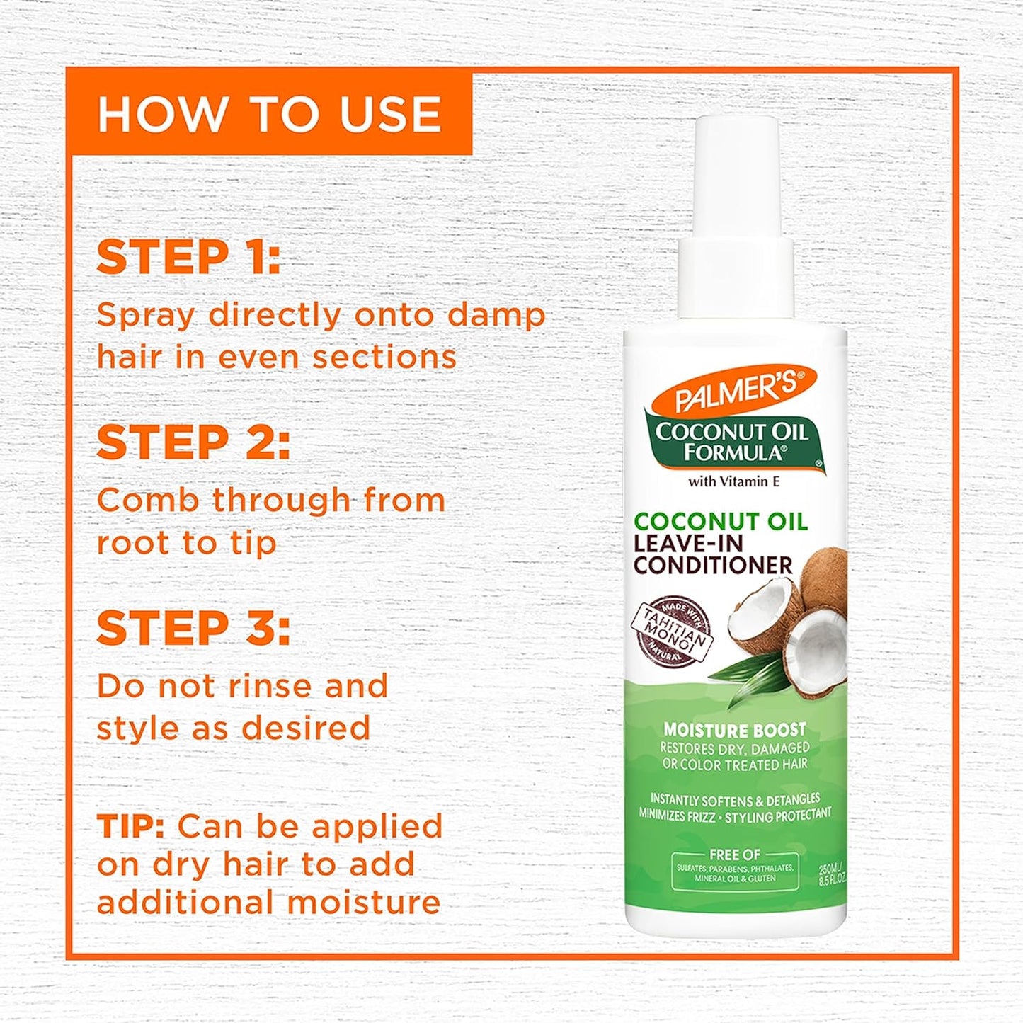 Palmer's Coconut Oil Formula Moisture Boost Leave-In Spray – Daily Hair Hydration Ritual for Textured and Curly Hair, 8.5 Ounce