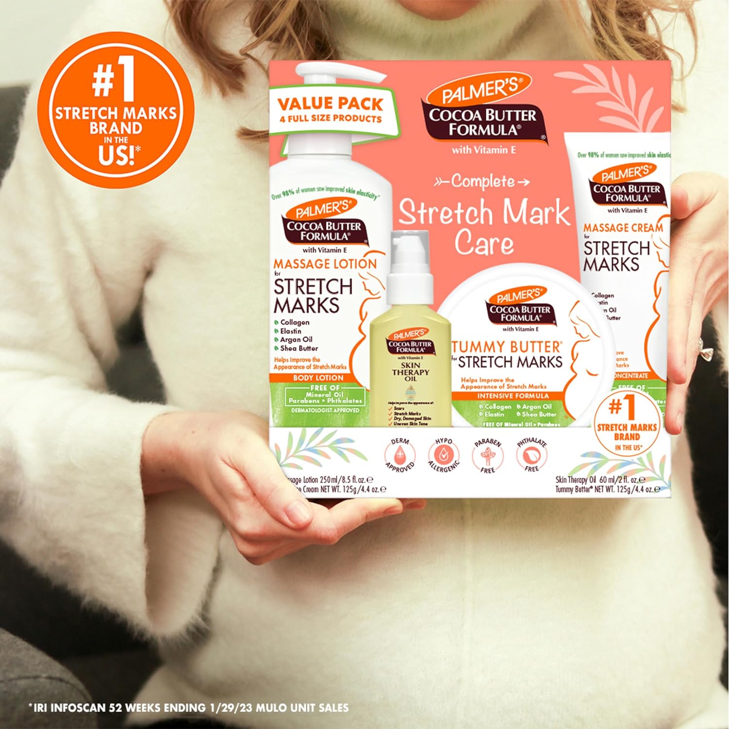 Palmer's Pregnancy Skincare Edit – Elevated Stretch Mark and Scar Care Set, Full Size Botanical Formula Collection