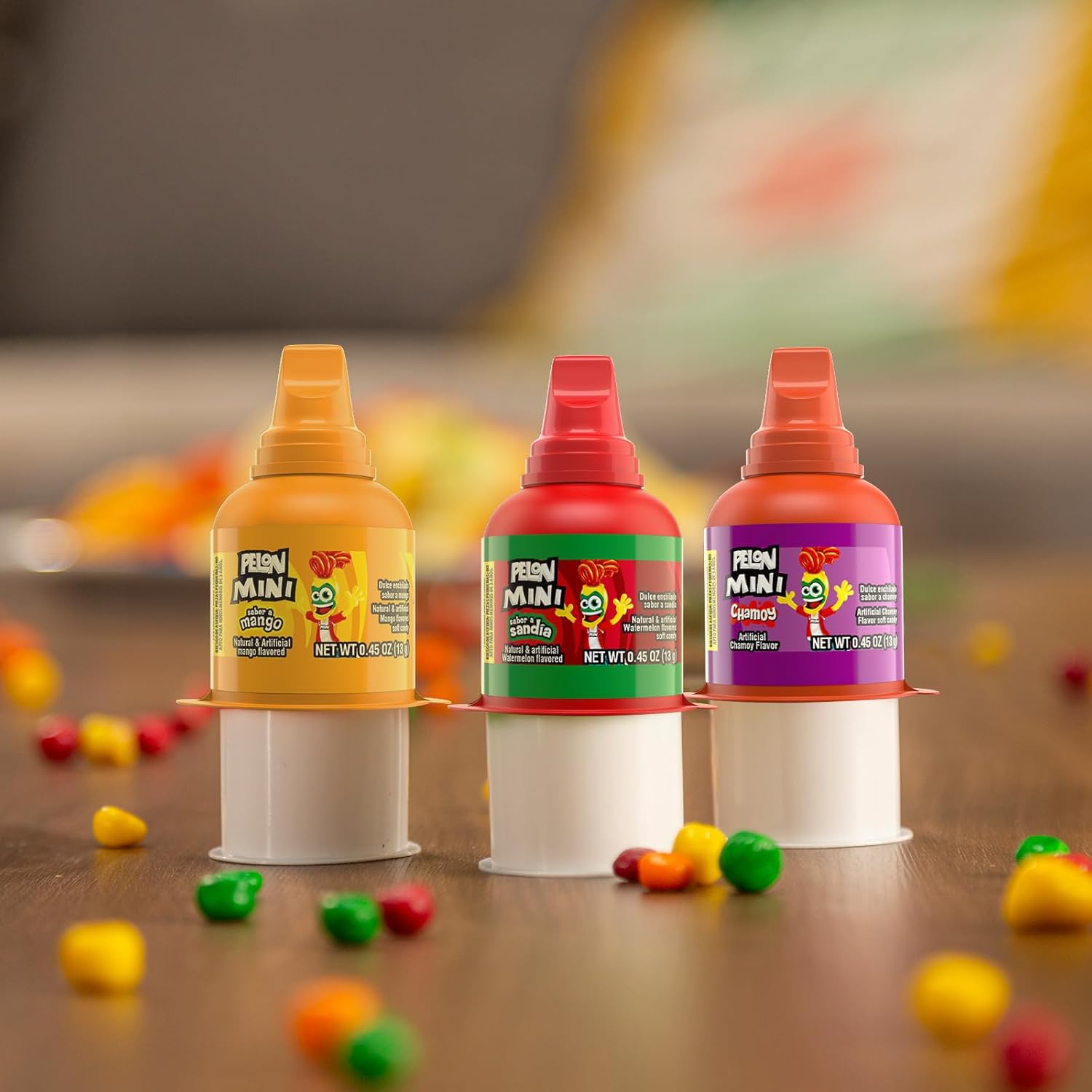 Pelon Pelo Rico Mini Assorted Squeeze Bottles – Birthday Gift Bag Stuffer for Friends Who Love Mexican Candy, 0.45 oz Pack of 18