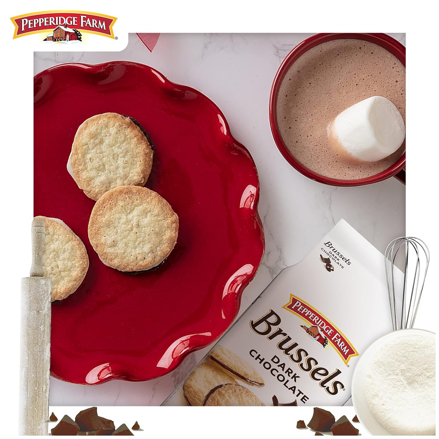 Pepperidge Farm Brussels Dark Chocolate Cookies – Gourmet Cookie for the High-End Cheese Board, Refined Platter Companion for Wine Nights