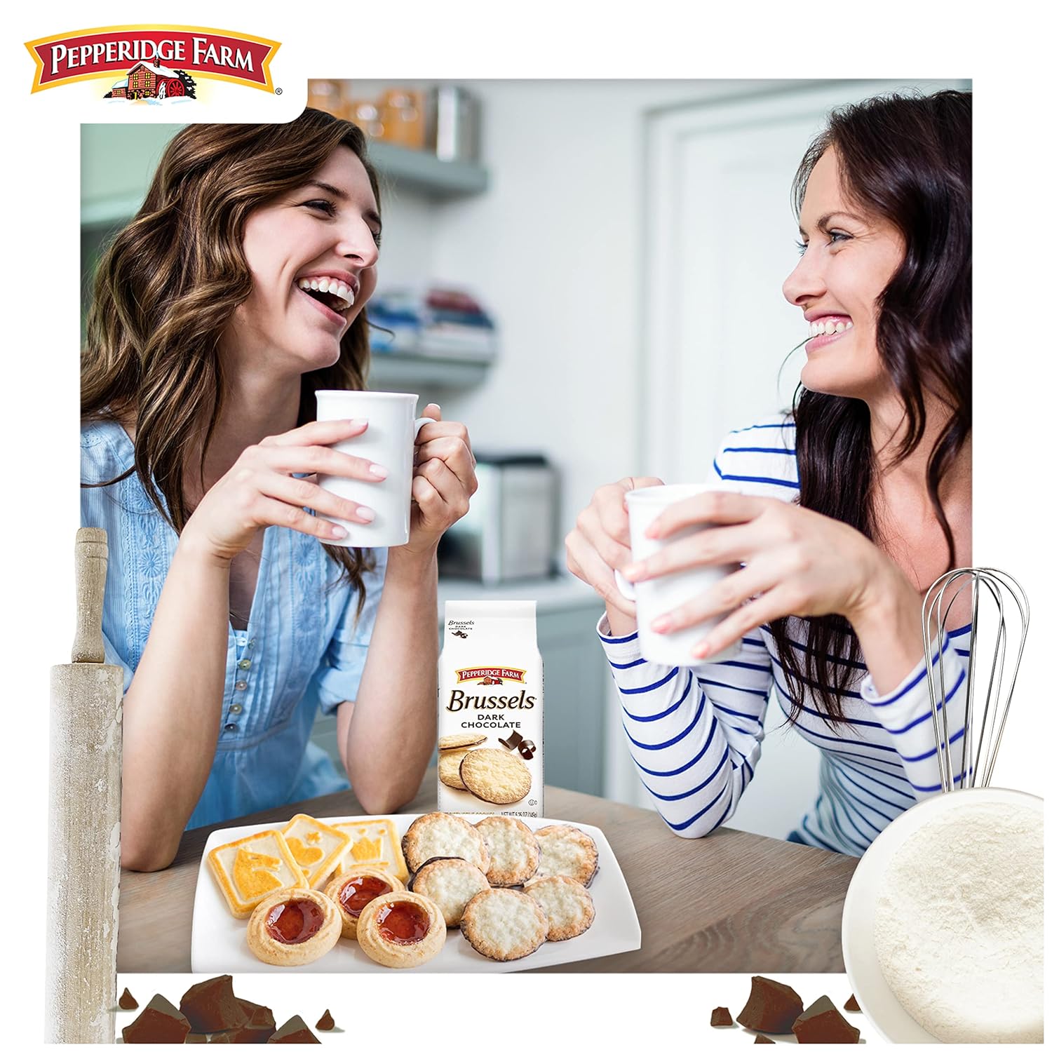 Pepperidge Farm Brussels Dark Chocolate Cookies – Gourmet Cookie for the High-End Cheese Board, Refined Platter Companion for Wine Nights