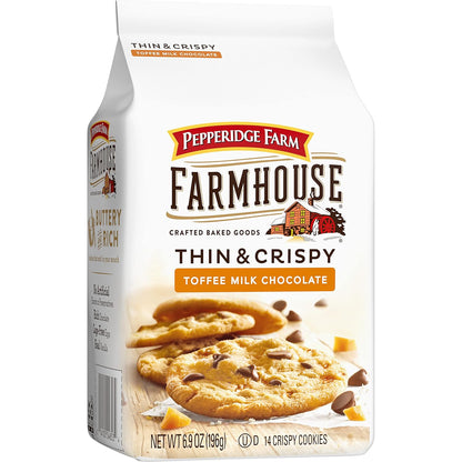 Pepperidge Farm Farmhouse Thin & Crispy Cookies – Kids' Snack Drawer Favorite, Pre-Portioned 14-Count Bag