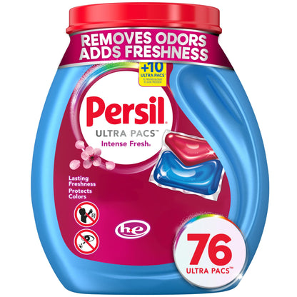 Persil Ultra Pacs Intense Fresh Laundry Detergent – Time-Saving Premeasured Pacs for HE Washer Apartments, Everyday Mixed Load Clean