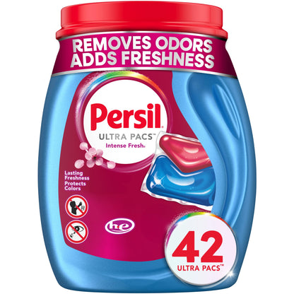 Persil Ultra Pacs Intense Fresh Laundry Detergent – Time-Saving Premeasured Pacs for HE Washer Apartments, Everyday Mixed Load Clean