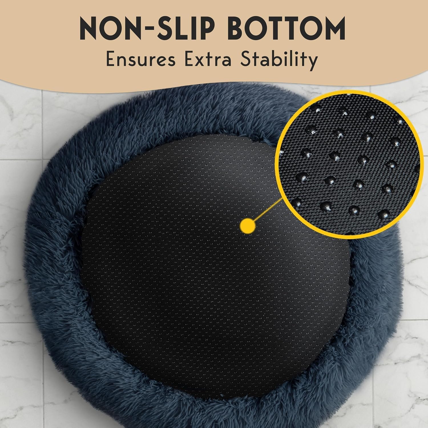 PetJett Anti-Anxiety Donut Dog Bed Medium – Stable Non-Slip Pet Bed for Active Corgis & Frenchies, Slip-Resistant Rest Spot