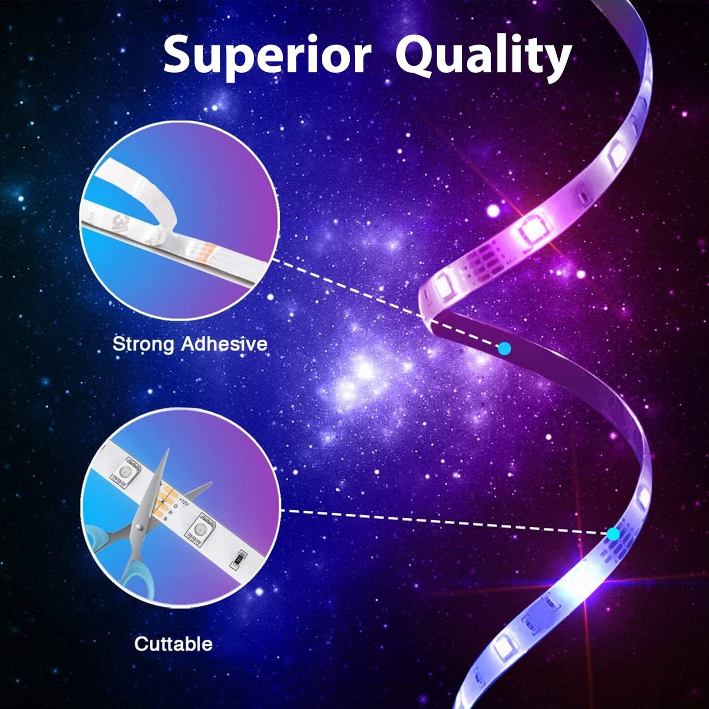 PHOPOLLO Smart LED Strip Lights – Multi Room Night Light for Children, Adhesive No Drilling