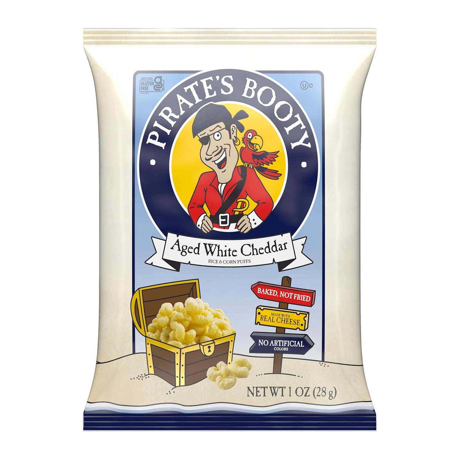 Pirate's Booty Real Cheese Puffs – Wholesome Snack Swap for Health-Conscious Households, Baked Not Fried, 1 oz Single-Serve Bags, 6ct