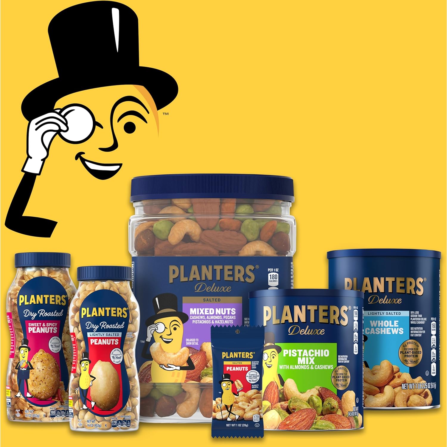 PLANTERS Cashews Plant-Based Protein 8 Oz Canister – Shareable Low-Sodium Snack for Road Trips with Kids