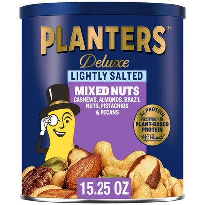 PLANTERS Lightly Salted Mixed Nuts 15.25oz – Low-Sodium Plant Protein Snack for Gym Bag and Recovery Rituals