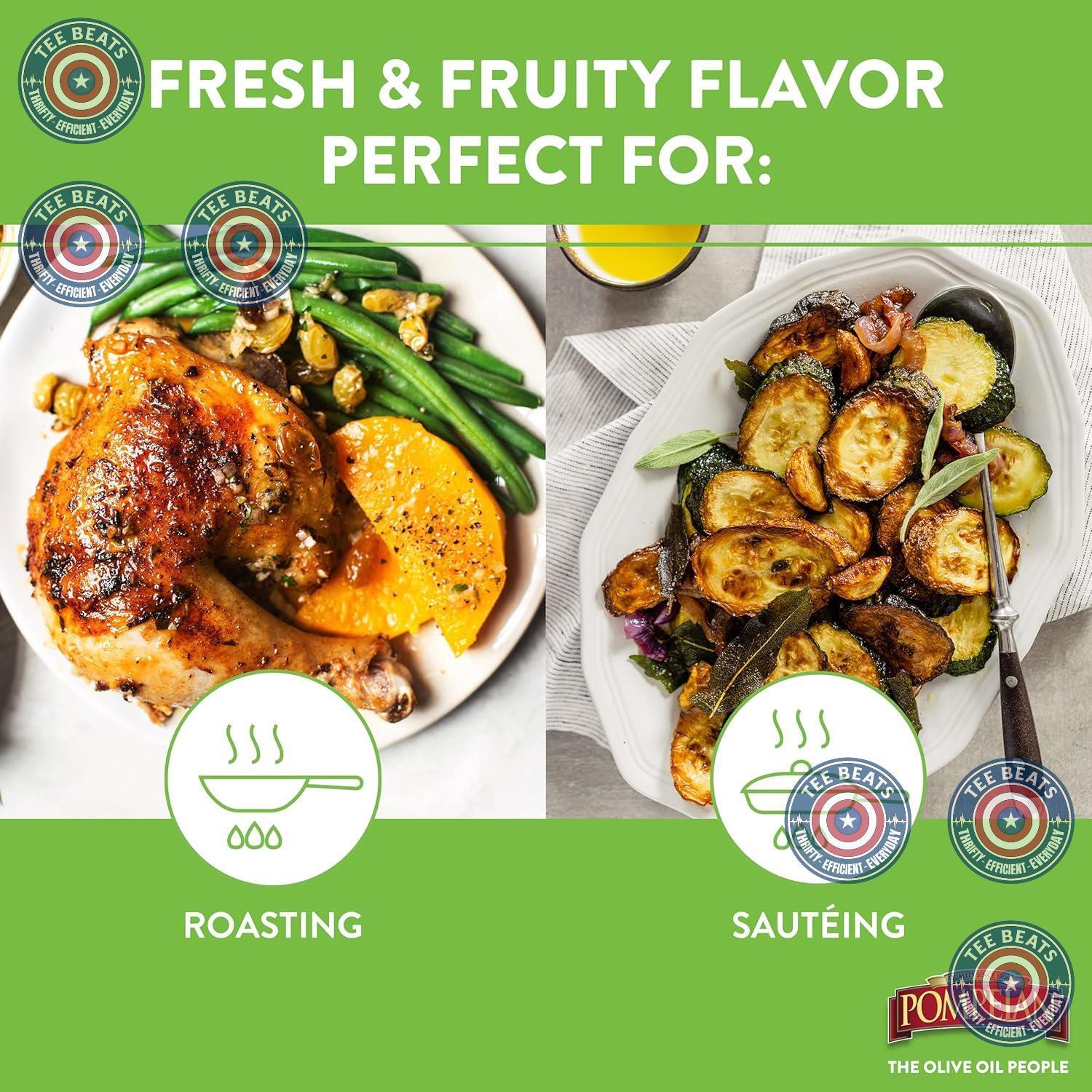 Pompeian Gourmet Selection Extra Virgin Olive Oil – Nourishing Cooking Companion, Naturally High Polyphenol Oil for Clean Eating Enthusiasts