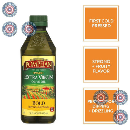 Pompeian Spanish Bold Extra Virgin Olive Oil – Joint & Back Comfort Oil for Topical Massage, Single-Origin Andalusian