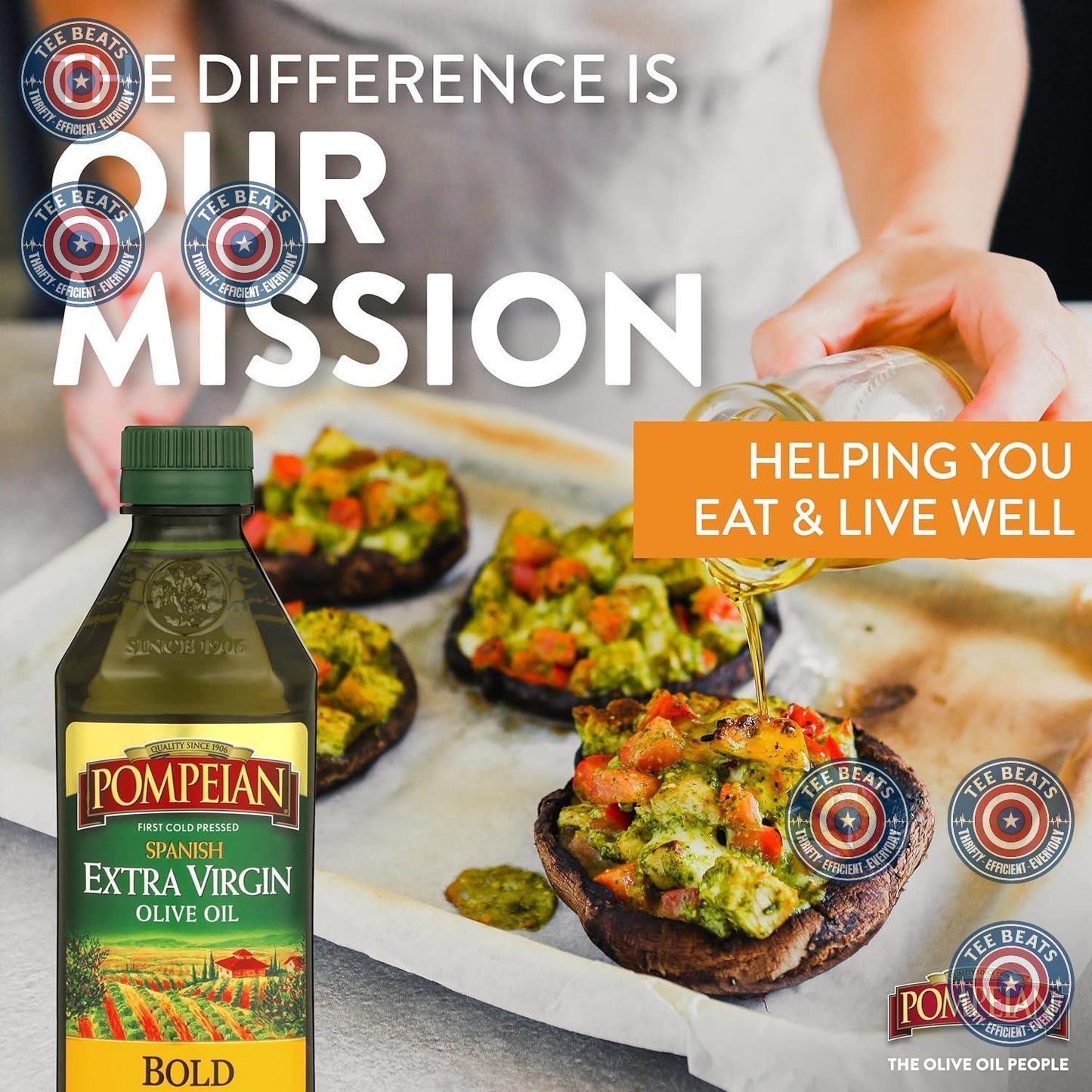 Pompeian Spanish Bold Extra Virgin Olive Oil – Joint & Back Comfort Oil for Topical Massage, Single-Origin Andalusian