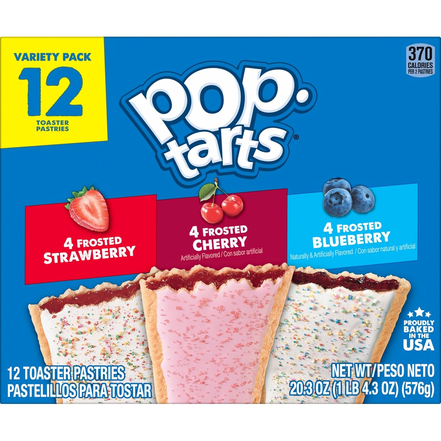 Pop-Tarts Toaster Pastries, Dorm Room Snack and Study Fuel, Individually Wrapped Variety, 20.3oz Box (12 Count)