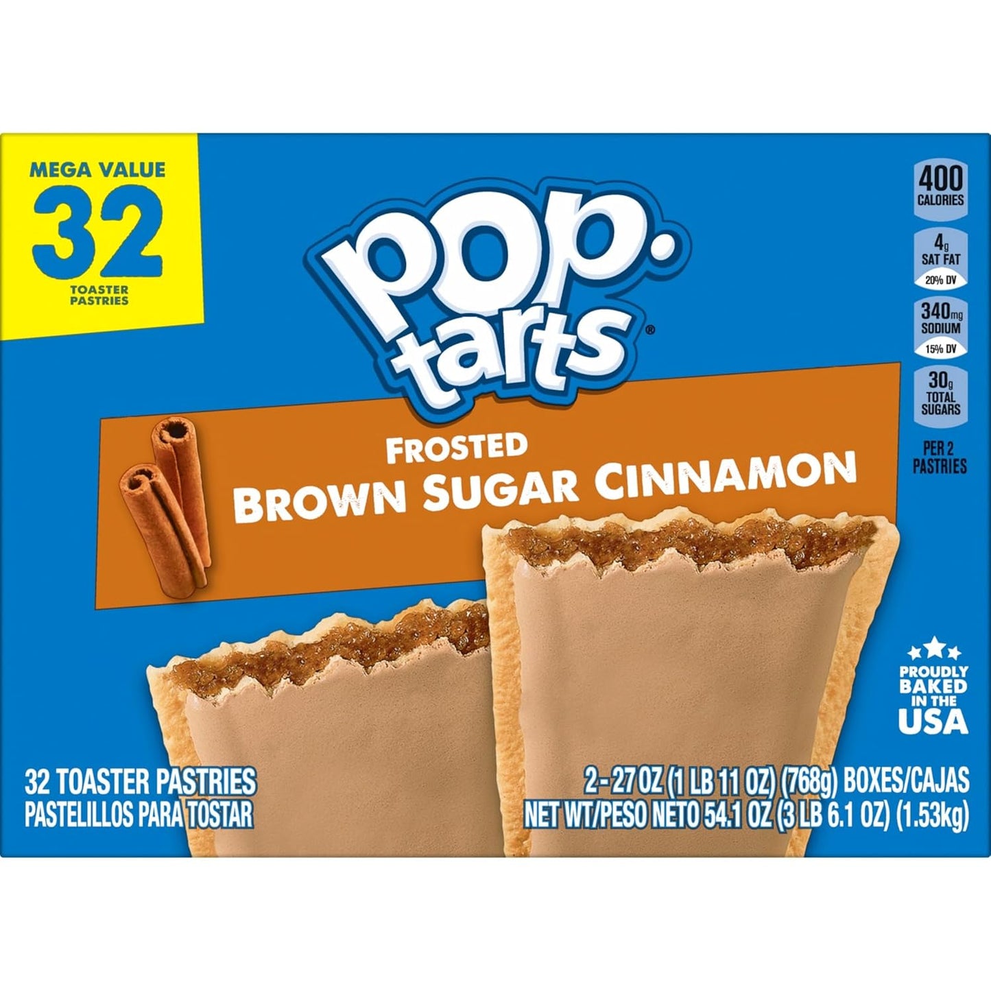 Pop-Tarts Toaster Pastries Frosted Cinnamon – Quick Commute Breakfast for Professionals, Family Pack 32