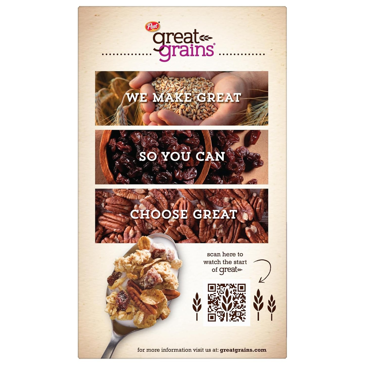 Post Great Grains with Raisins Dates and Pecans – Heart Healthy Whole Grain Cereal for Family Breakfast Table, 16 oz