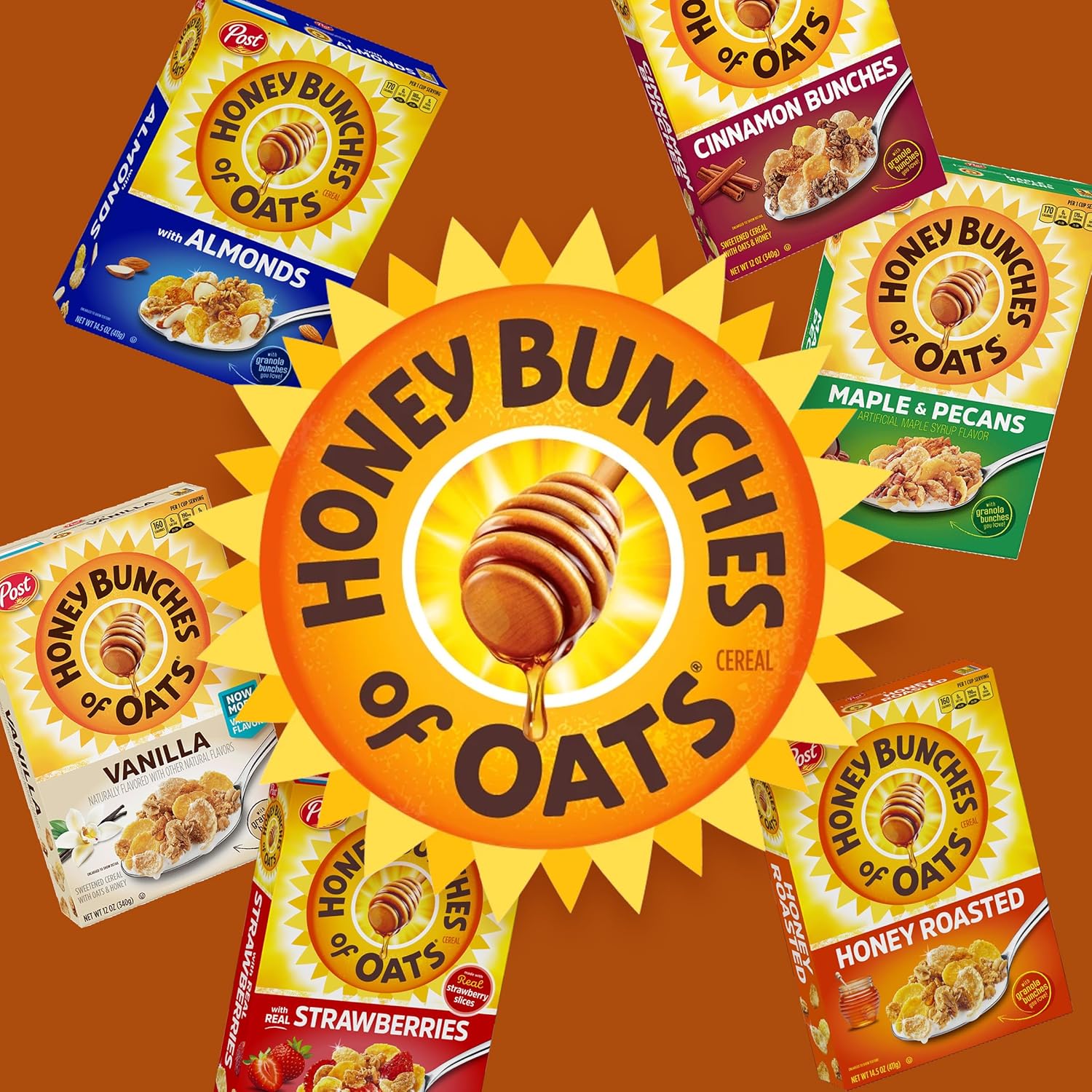 Post Honey Bunches of Oats with Almonds Cereal – Holiday Pantry Gift for Family and Friends
