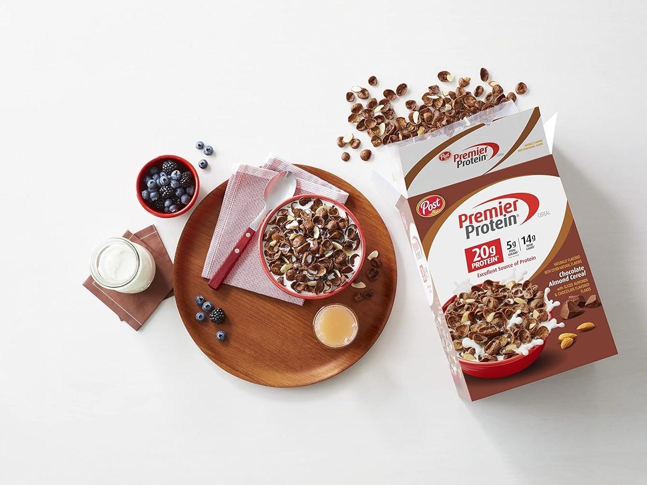 Post Premier Protein Chocolate Almond Cereal — Birthday Gift for the Fitness Enthusiast, Low-Sugar Protein Cereal in a 30 oz Box