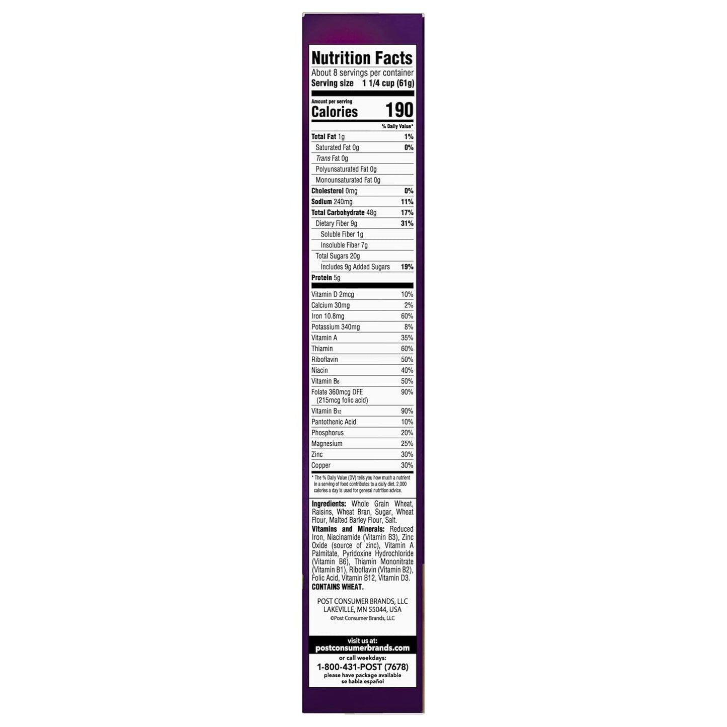 Post Raisin Bran Cereal – Trusted Post Brand Quality from a Certified Kosher Pantry Staple, 25 oz