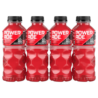 Powerade Fruit Punch – Vitamin-Enhanced Sports Drink for Energy Metabolism and Mindful Hydration, 20oz 8 Pack