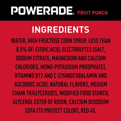 Powerade Fruit Punch – Vitamin-Enhanced Sports Drink for Energy Metabolism and Mindful Hydration, 20oz 8 Pack