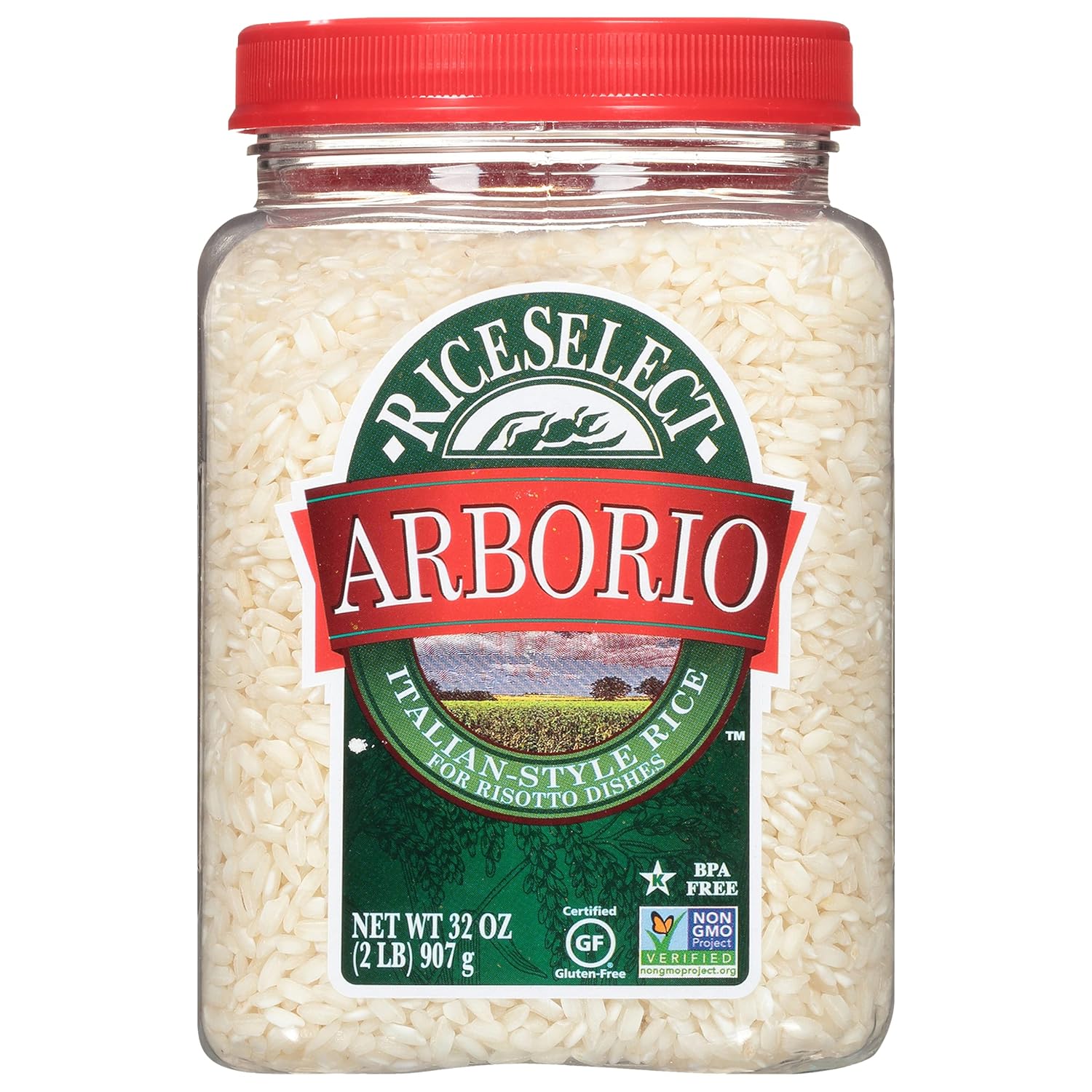 premium medium-grain arborio rice with high starch content for creamy al dente risotto