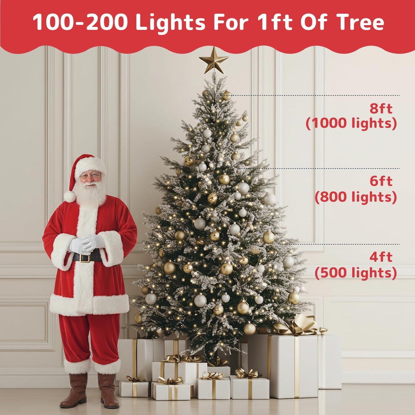 PREXTEX 10 Ft String Lights for Cozy Living Room Ambiance and Holiday Mantel Styling, 50 Count Incandescent Warm White