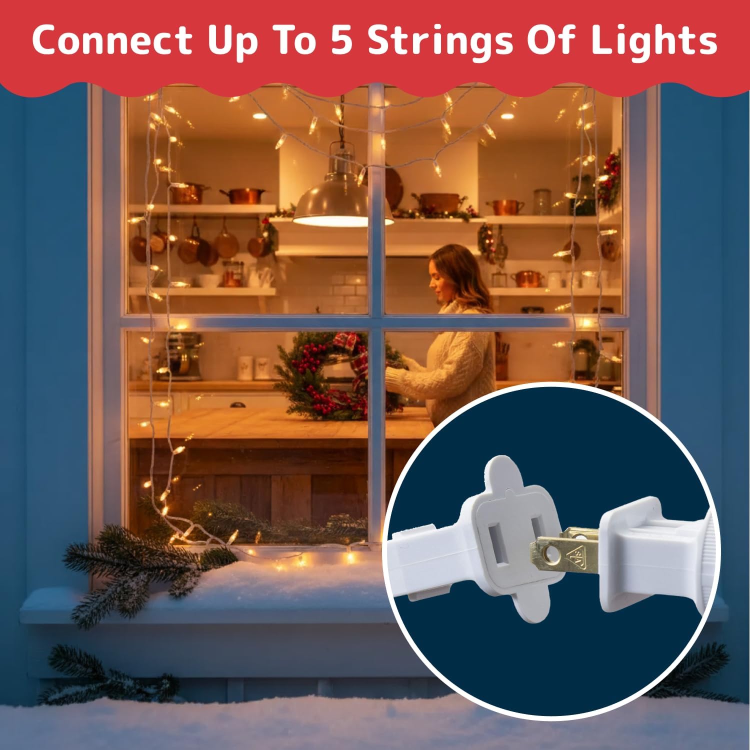 PREXTEX 10 Ft String Lights for Cozy Living Room Ambiance and Holiday Mantel Styling, 50 Count Incandescent Warm White