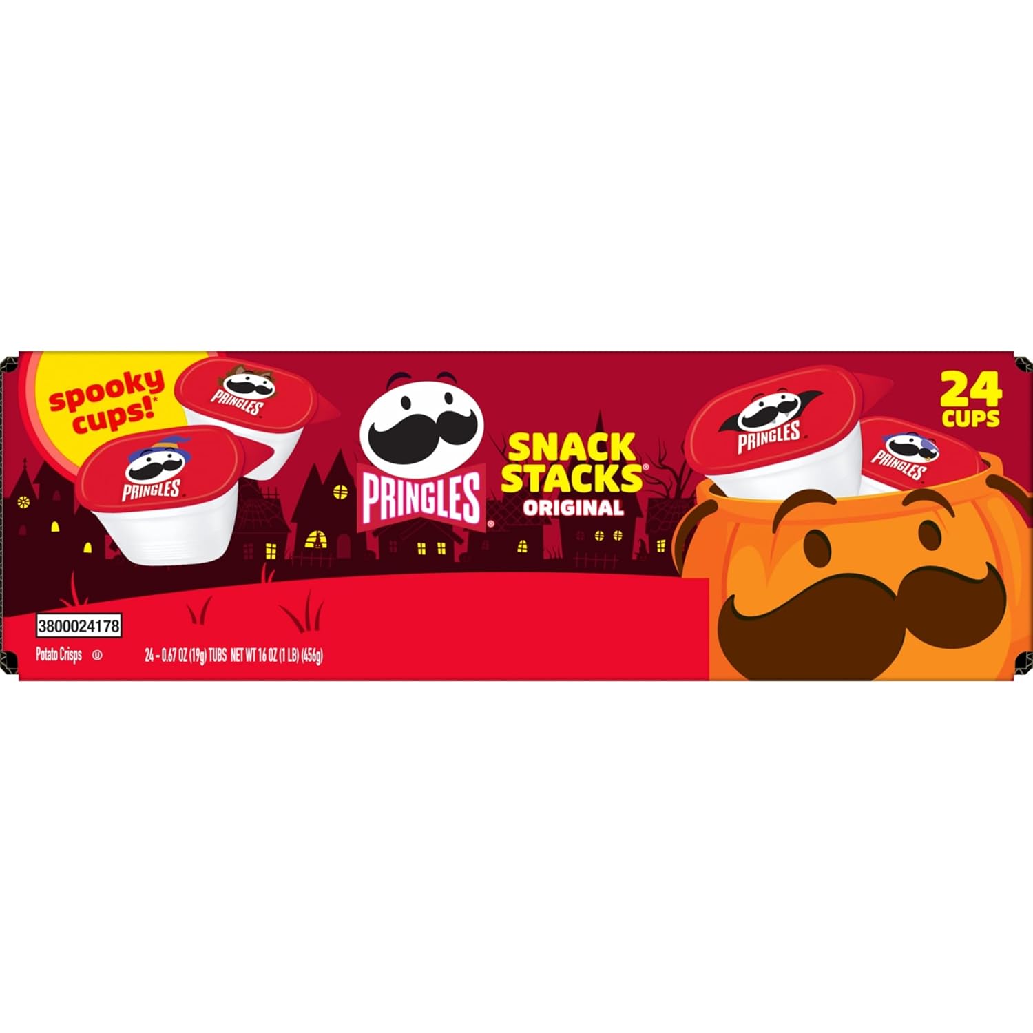 Pringles Halloween Potato Crisps Snack Stacks – Individually Sealed Original Cups for Lunchboxes, Trick-or-Treat Buckets and October Class Celebrations