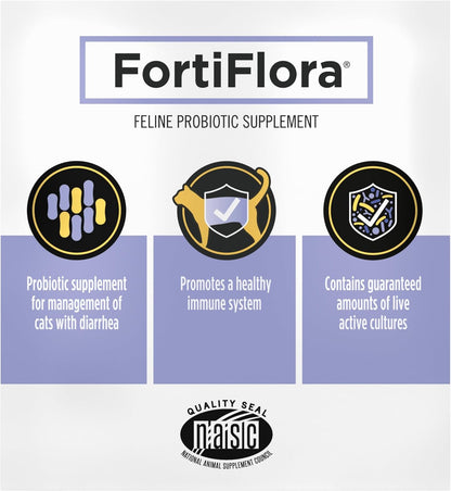 Pro Plan Veterinary Supplements FortiFlora Probiotic Powder for Cats – Stress-Free Daily Wellness Routine for Kittens and Adult Cats with Sensitive Digestion