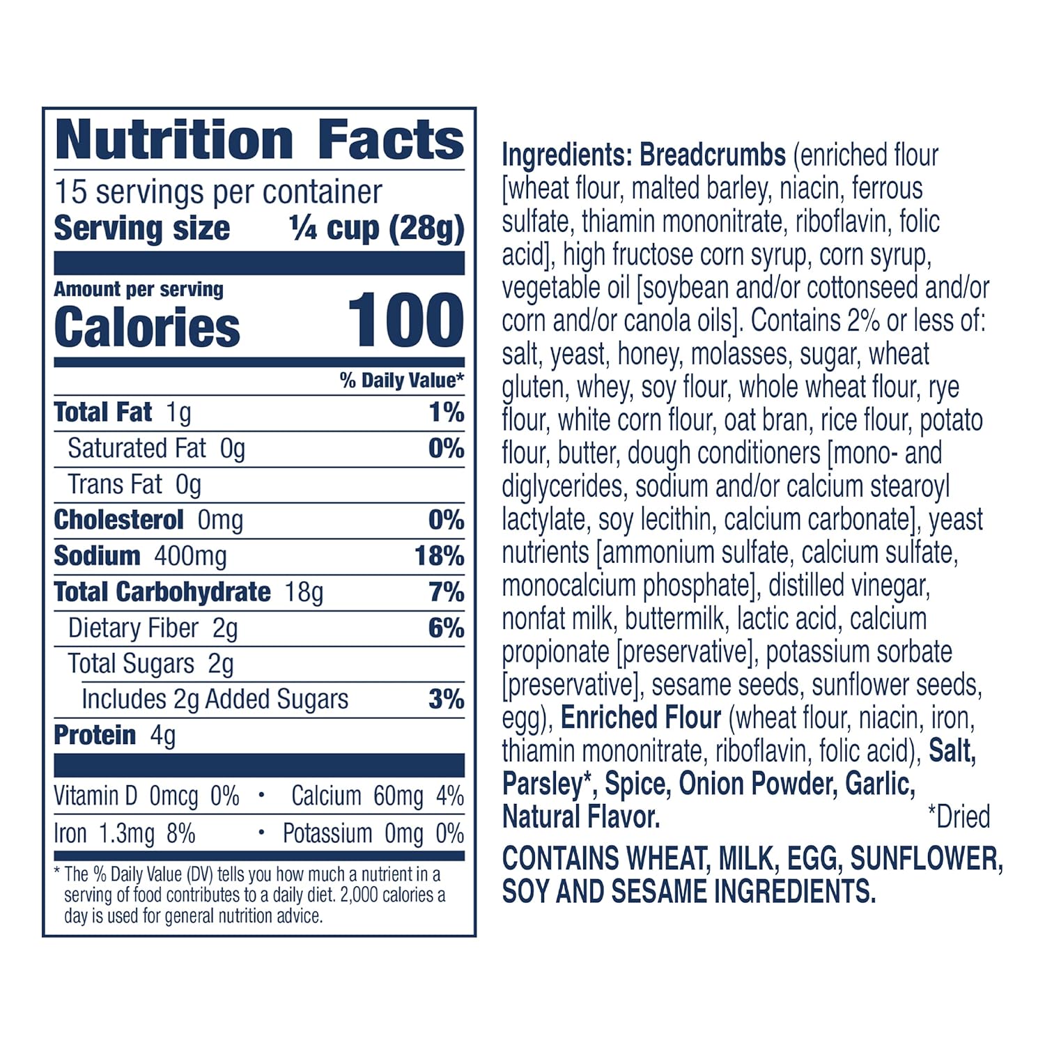 Progresso Italian Bread Crumbs for Crispy Baked Chicken for Kids, 15 oz Canister