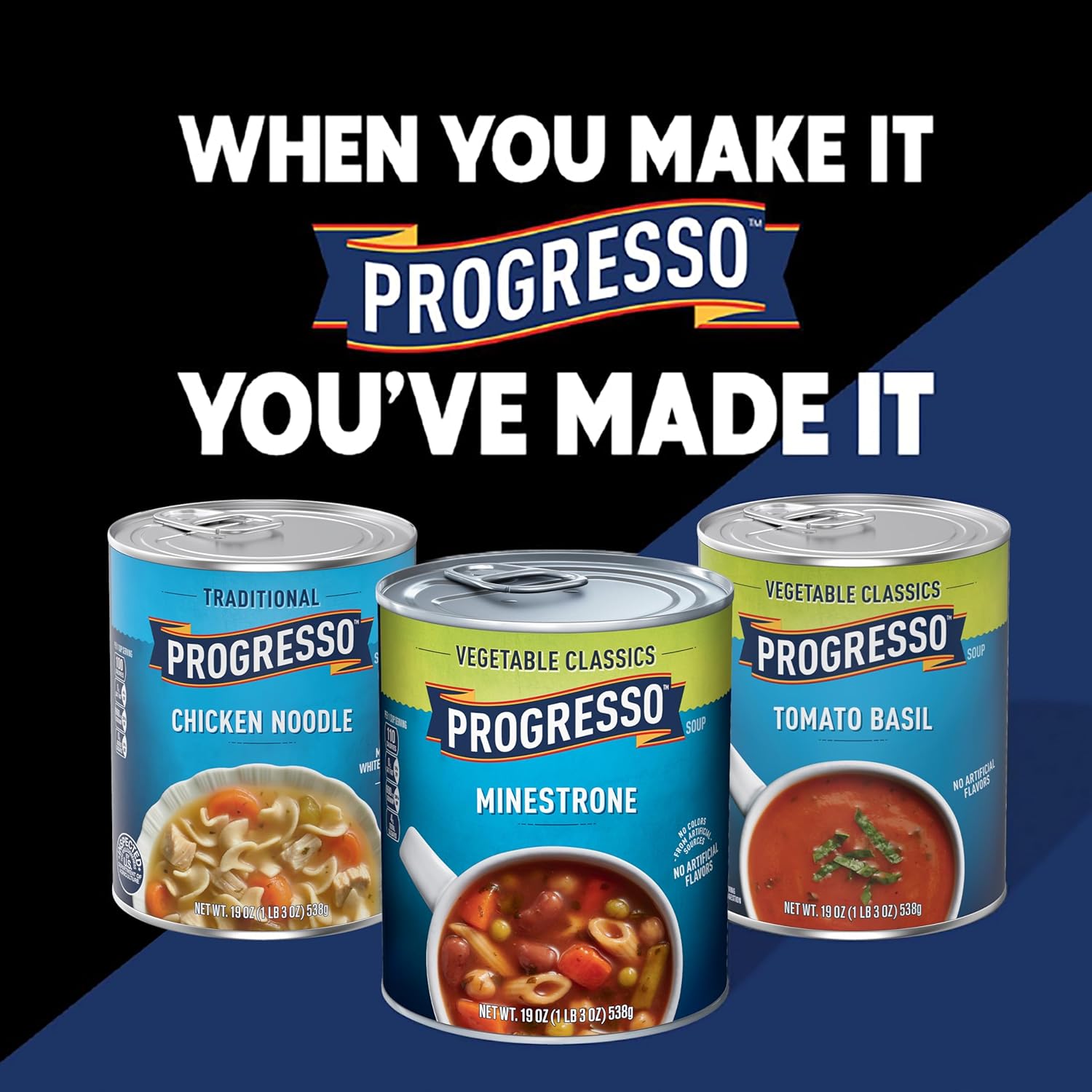 Progresso Protein Mediterranean-Style Meatball and Chicken Soup, Microwave-Ready Workday Lunch That Beats Instant Ramen, 18.5 oz Can