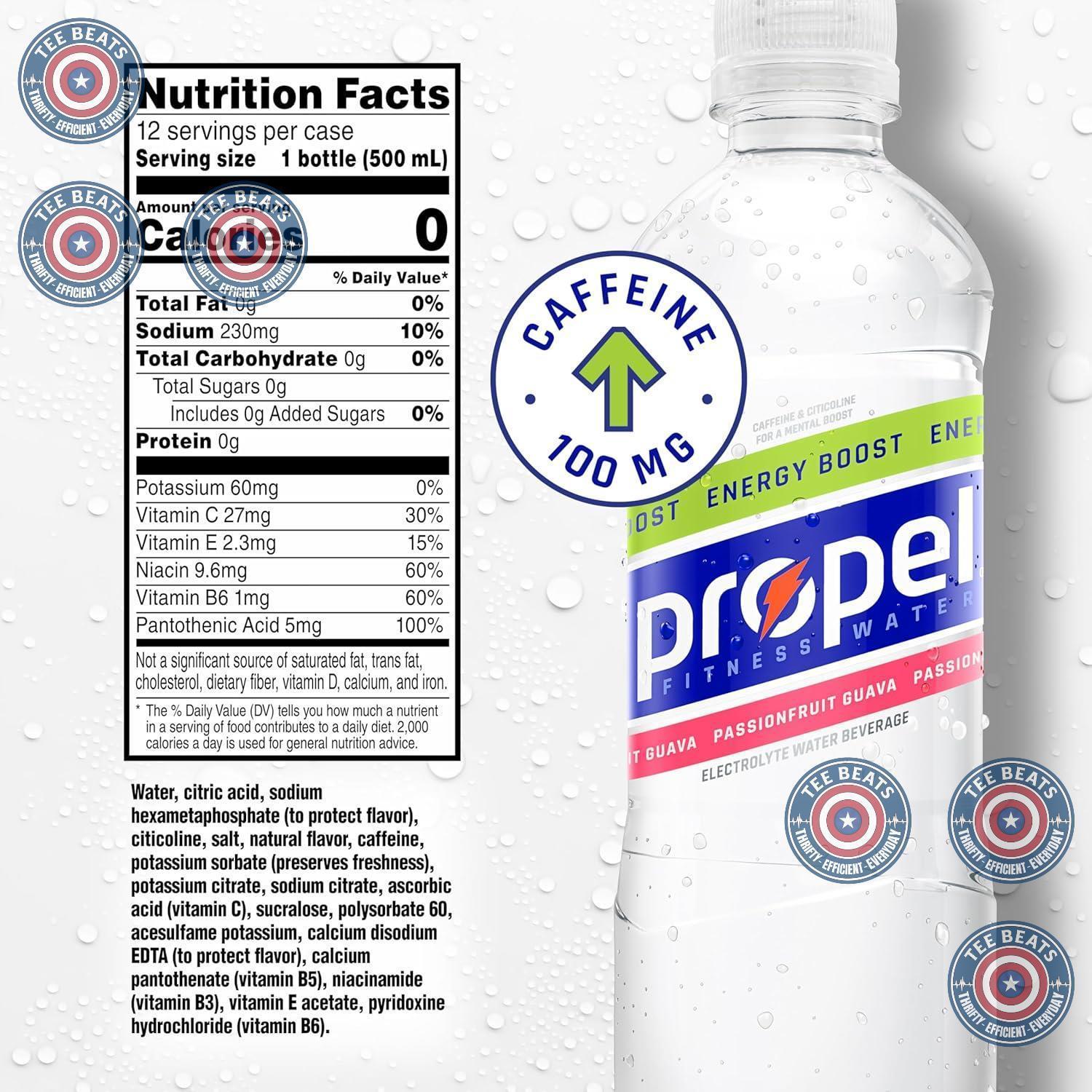 Propel Energy Boost Electrolyte Drink – Jitter-Free Cognitive Support for Knowledge Workers and Students, Variety 12 Pack