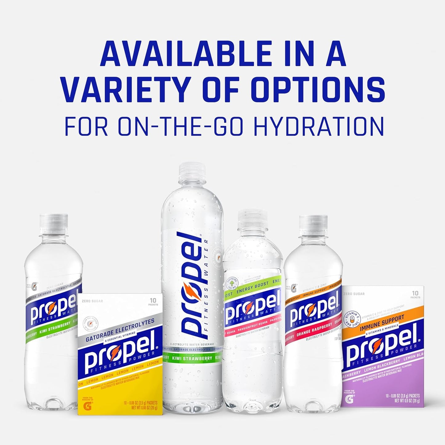 Propel Vitamin Enhanced Bottled Water – Lightweight Hydration Pack for Picnics, Open-Air Dining, and Family Outings, Assorted 12 Pack