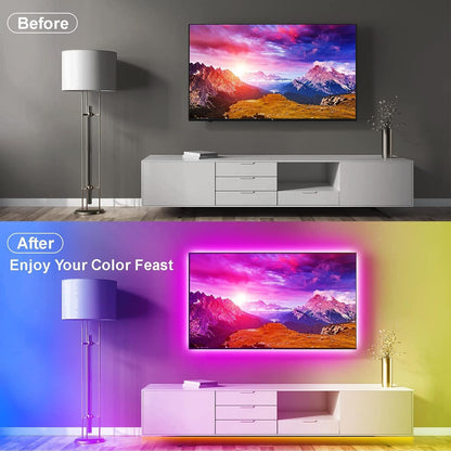 PSTAR Smart LED Strip Lights for Teen Gaming Room, Music Reactive Color Lighting with Remote for Boys and Girls